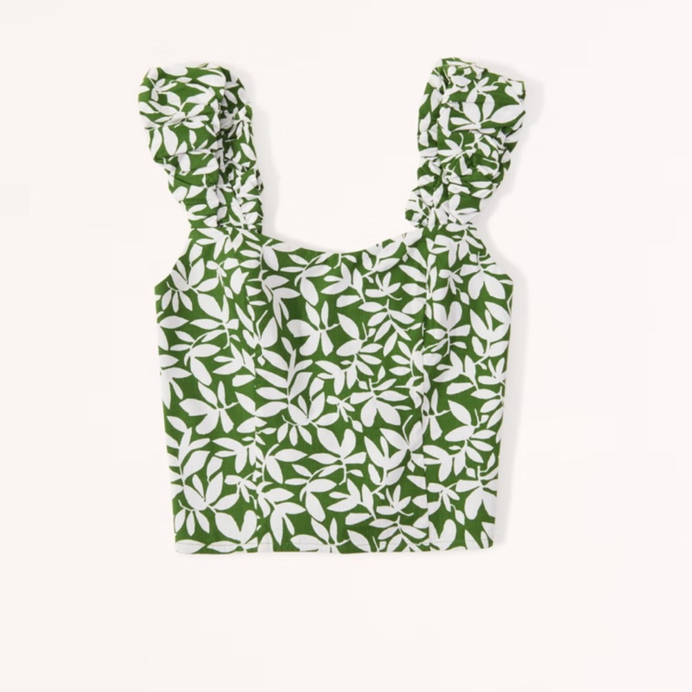 Abercrombie & Fitch Green and White Floral Blouse